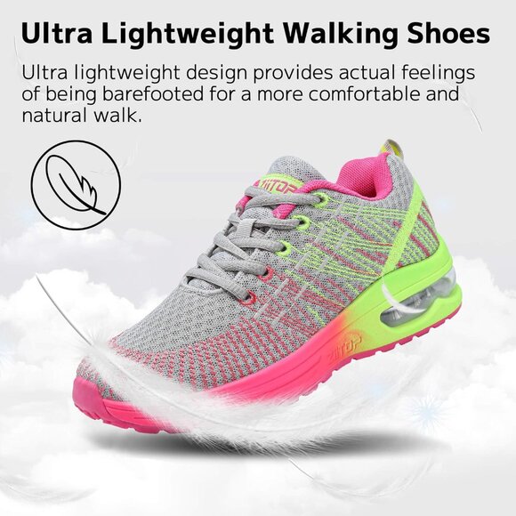 Brand New Women Grey Pink Rubber Running Shoes Air Cushion Mesh Sneakers 7 - Picture 7 of 7